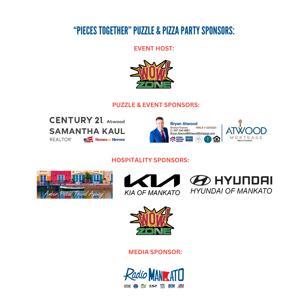 List of sponsors for the puzzle event