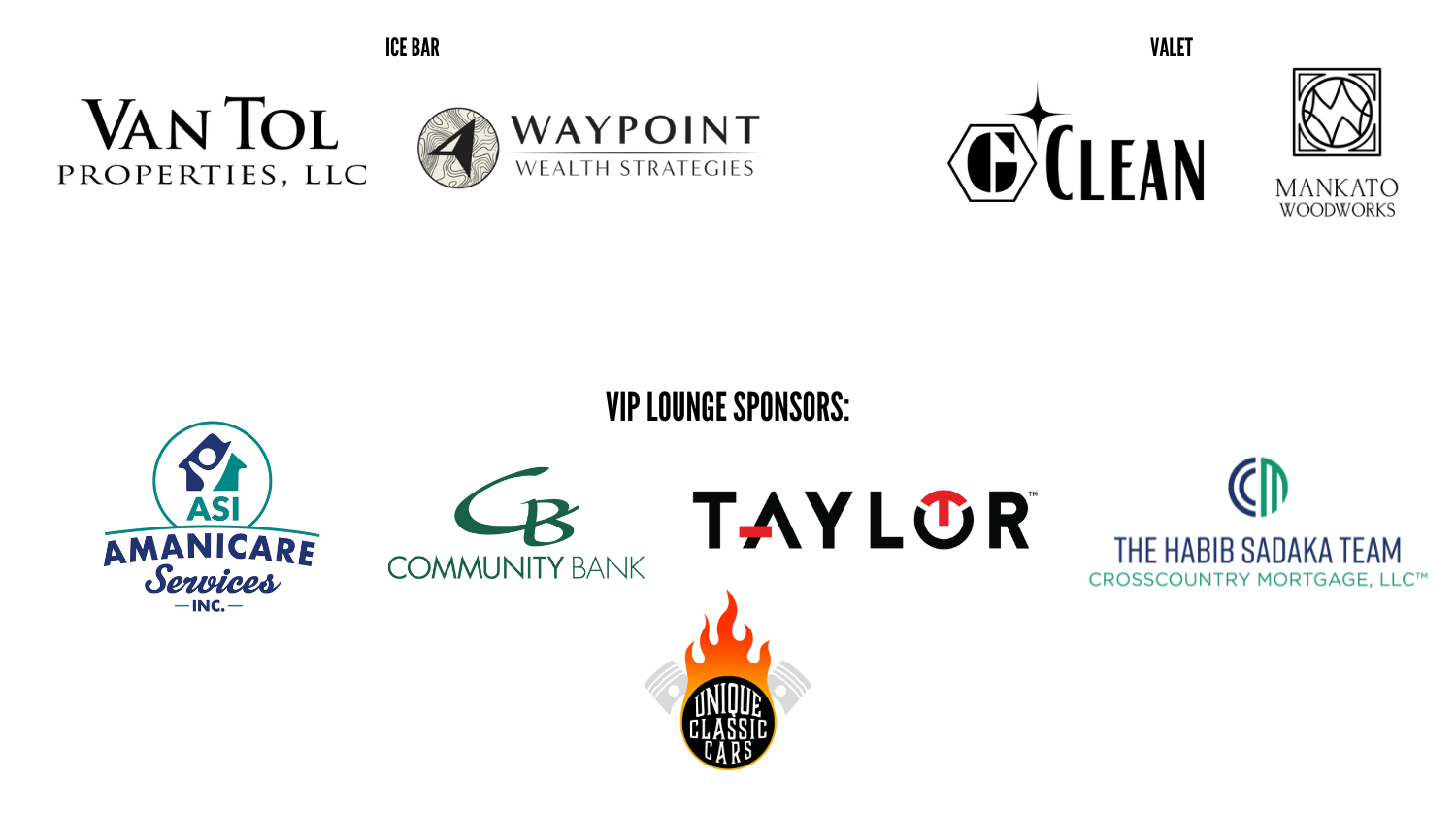 List of sponsors for the Fire & Ice Ball