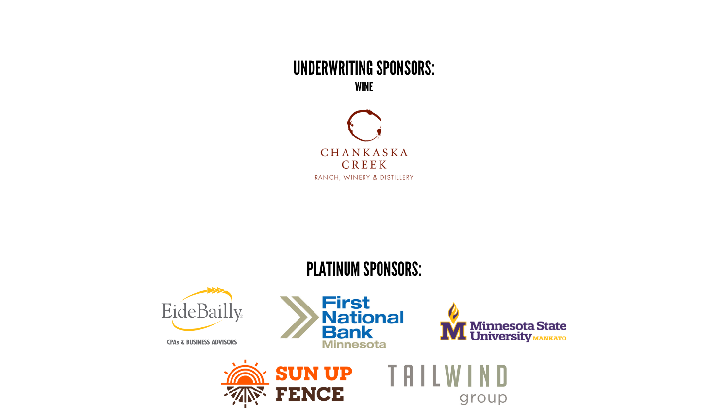 List of sponsors for the Fire & Ice Ball