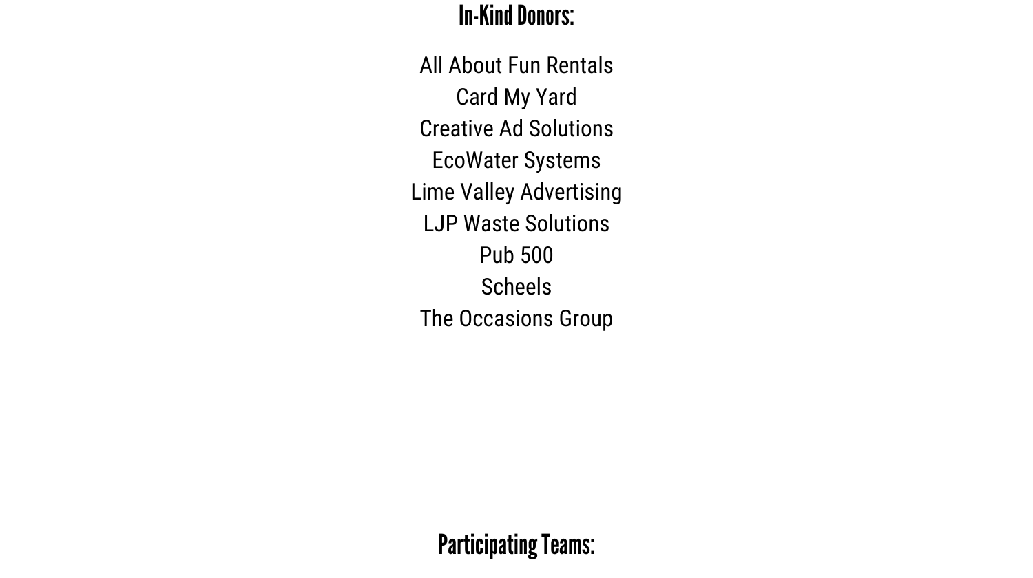 List of sponsors for Human Foosball