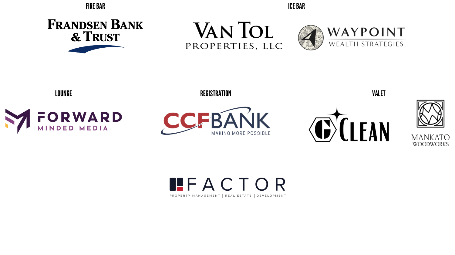 List of sponsors for the Fire & Ice Ball