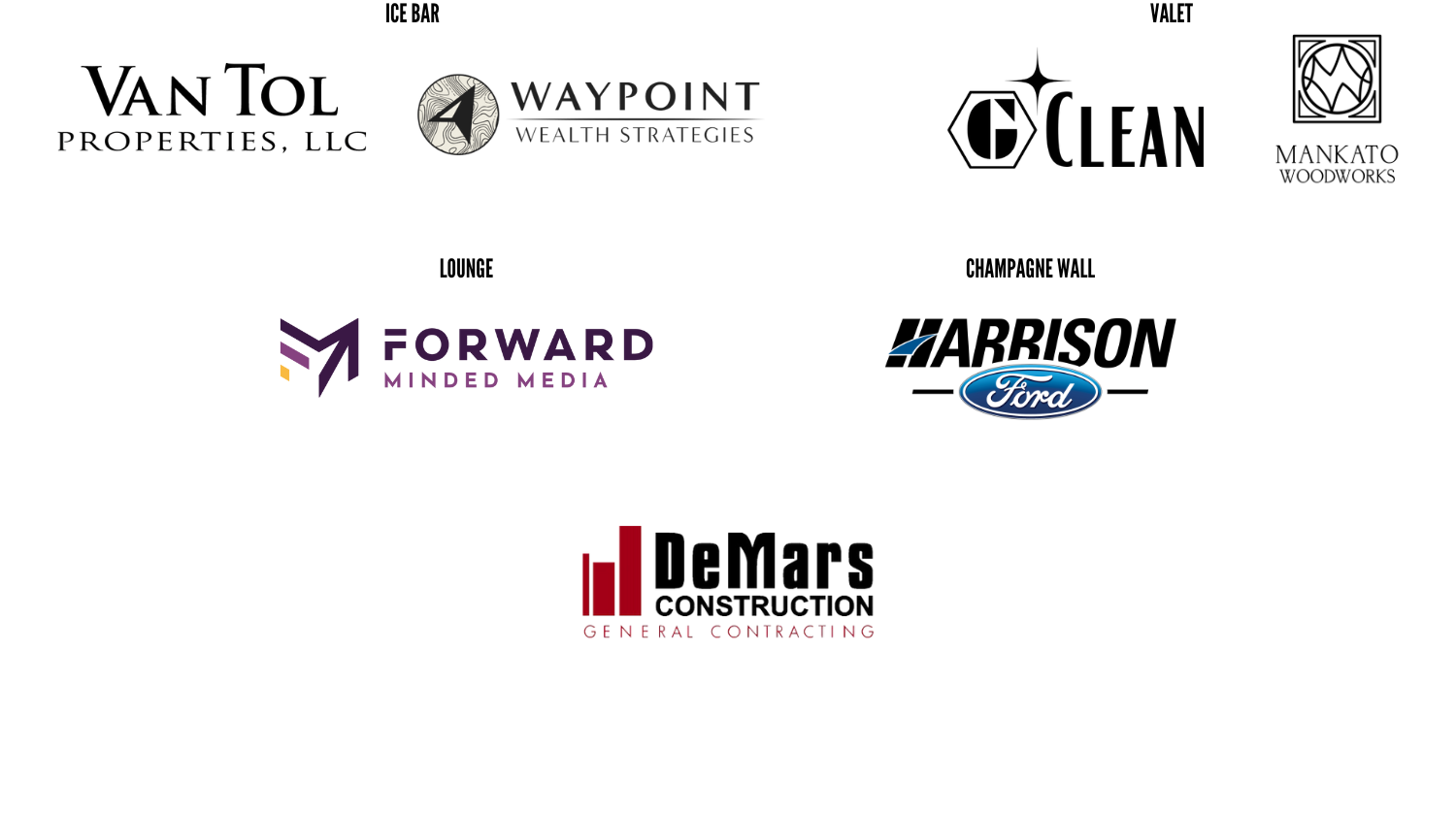 List of sponsors for the Fire & Ice Ball