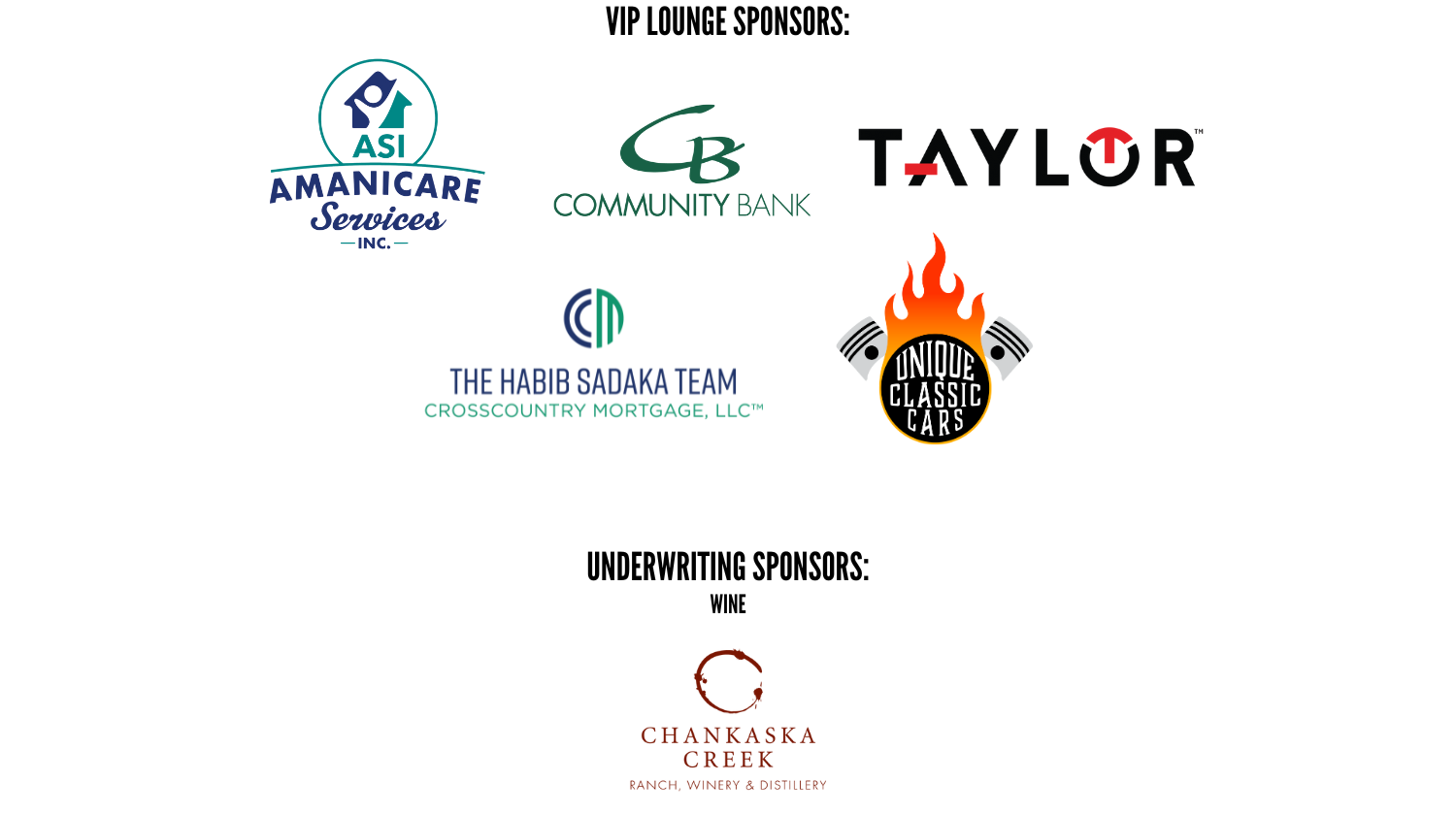 List of sponsors for the Fire & Ice Ball