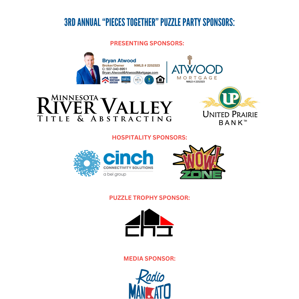 List of sponsors for the Puzzle Event