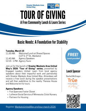 Flyer for March 10 Tour of Giving