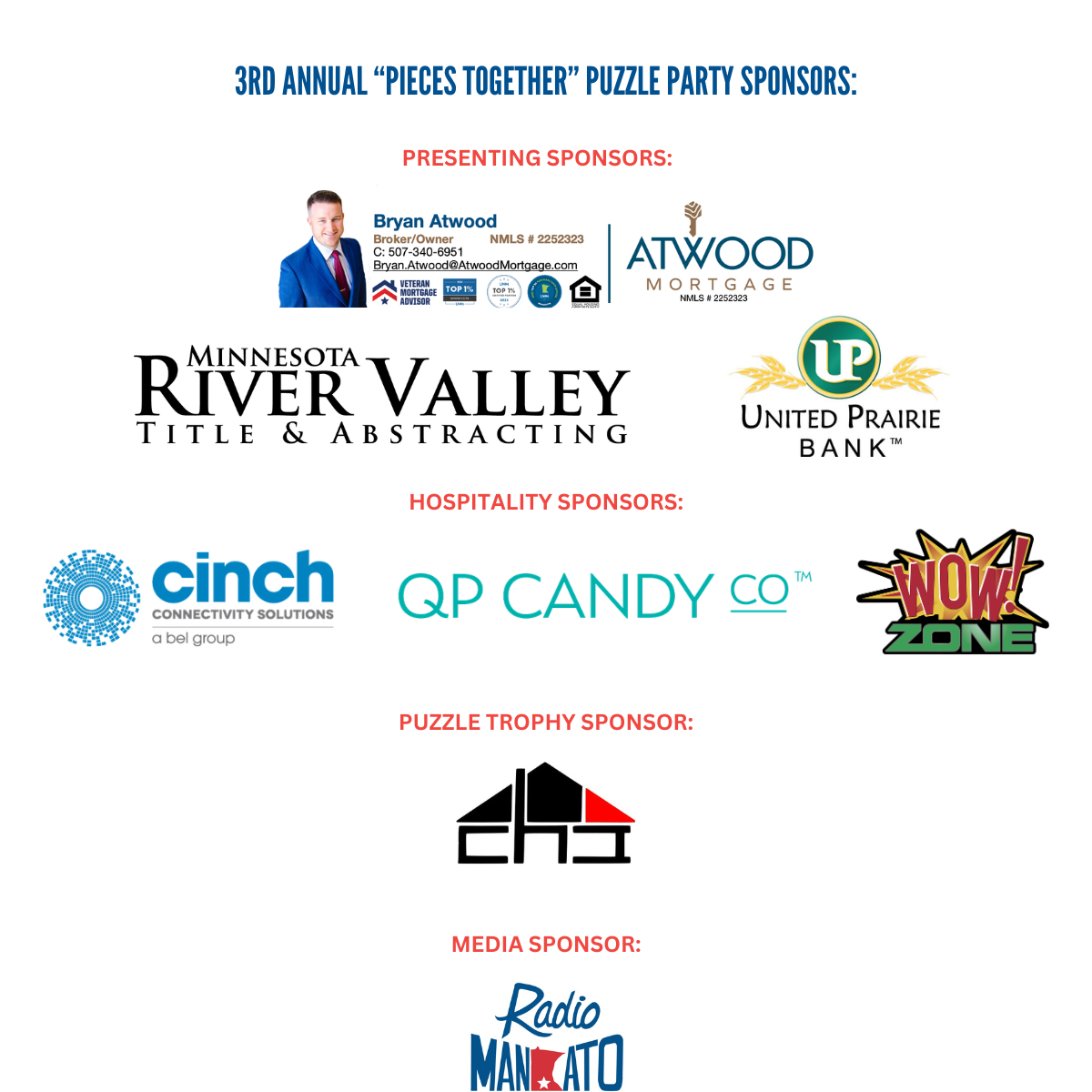 List of sponsors for the Puzzle Event