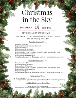 Sponsorship Menu for Christmas in the Sky